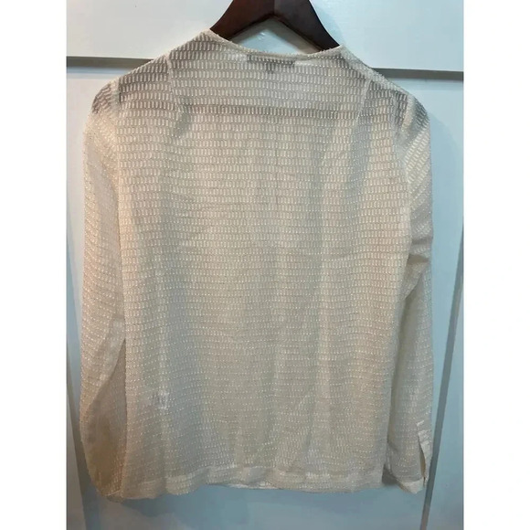 Nanette Lepore Semi-Sheer Textured Silk Blend Ruffled Front Blouse, sz 2 - Picture 8 of 8